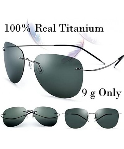 Rimless 100% Real Titanium No Screw Rimless Polarized Sunglasses For Men Women Ultralight - CV185HGRQ60 $31.73