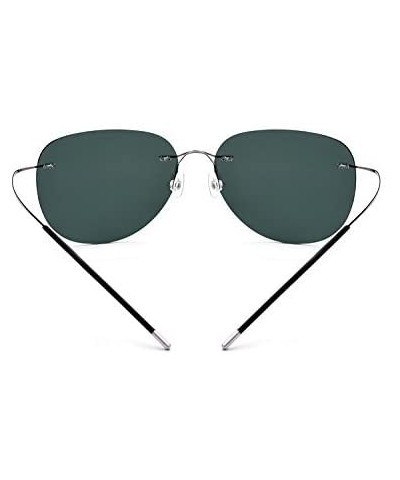 Rimless 100% Real Titanium No Screw Rimless Polarized Sunglasses For Men Women Ultralight - CV185HGRQ60 $31.73