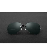 Rimless 100% Real Titanium No Screw Rimless Polarized Sunglasses For Men Women Ultralight - CV185HGRQ60 $31.73