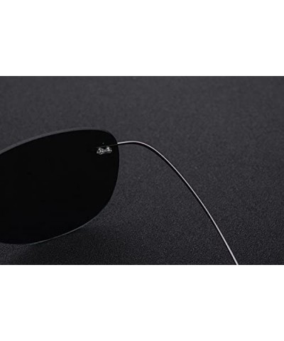 Rimless 100% Real Titanium No Screw Rimless Polarized Sunglasses For Men Women Ultralight - CV185HGRQ60 $31.73