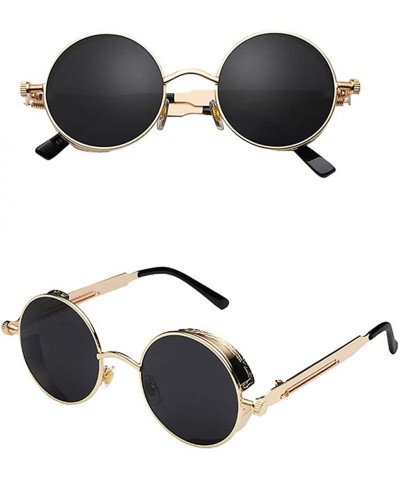 Round Sunglasses Polarizer Punk Round Anti-UV Eyewear Outdoor Personality Retro - C - CM196DDIGEL $21.74