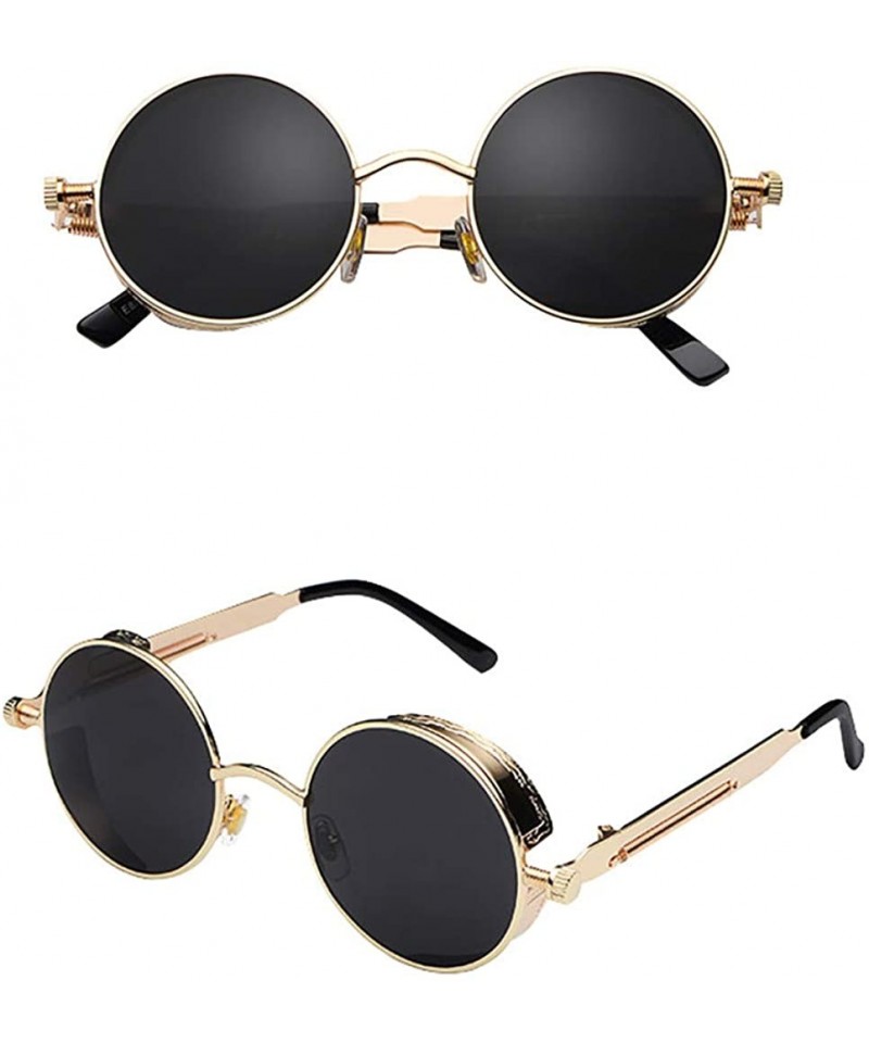 Round Sunglasses Polarizer Punk Round Anti-UV Eyewear Outdoor Personality Retro - C - CM196DDIGEL $14.30