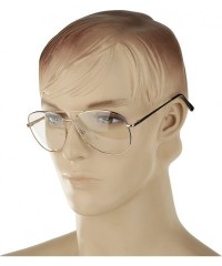 Sport Aviator Glasses Oversized Metal Frame Clear Lens UV400 Protection - 1 Clear Lens - Gun Metal Frame - C21853LCH5X $18.30