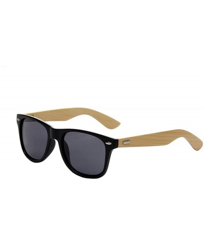 Wayfarer Prevent Radiation Classic Bamboo Wood Sunglasses - Matte Black - CN17XXODHCW $19.75