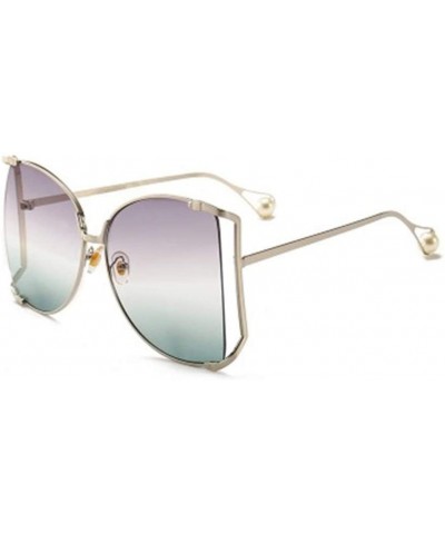 Sport Fashion Ocean Piece Sunglasses Metal Cut Edge Lady Pearl Personality Glasses - 6 - C2190HDHZM8 $25.97