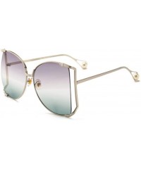 Sport Fashion Ocean Piece Sunglasses Metal Cut Edge Lady Pearl Personality Glasses - 6 - C2190HDHZM8 $25.97