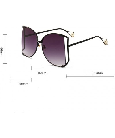 Sport Fashion Ocean Piece Sunglasses Metal Cut Edge Lady Pearl Personality Glasses - 6 - C2190HDHZM8 $25.97