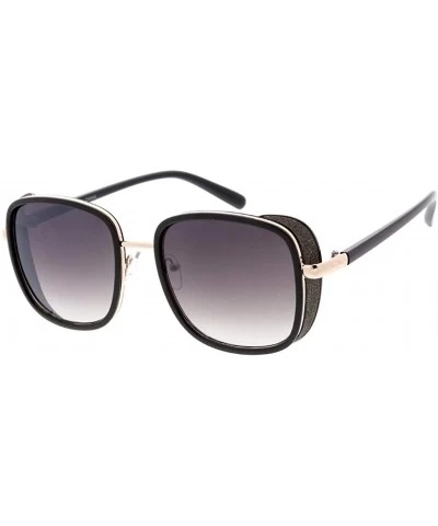 Rectangular Retro Fashion Sophisticate Rectangular Aviator Sunglasses S26 - Black - CG192036ZEN $20.55