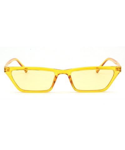 Rectangular Women Retro Slim Rectangular Cat Eye Fashion Sunglasses - Yellow - C318IQE7AOD $6.88