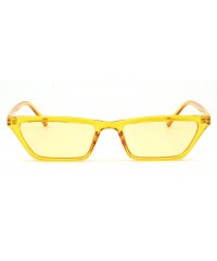 Rectangular Women Retro Slim Rectangular Cat Eye Fashion Sunglasses - Yellow - C318IQE7AOD $6.88