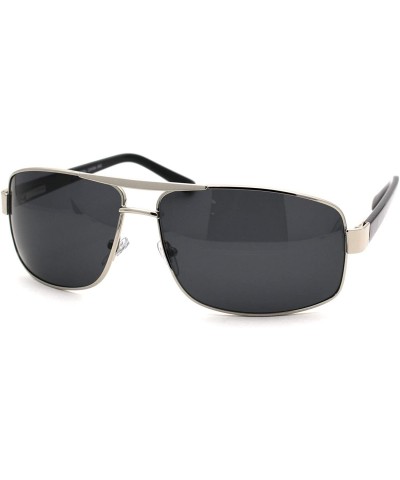 Rectangular Mens Polarized No Glare Lens Rectangular Pilots Sunglasses - Silver Black - CU18W0KARR9 $25.97