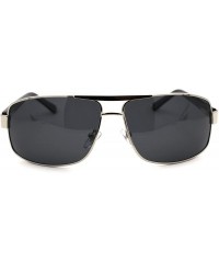 Rectangular Mens Polarized No Glare Lens Rectangular Pilots Sunglasses - Silver Black - CU18W0KARR9 $27.39