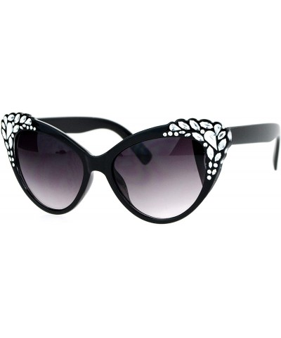 Cat Eye Womens Rhinestone Sparkling Bling Cat Eye Fashion Sunglasses - Black - C312N82GR5X $8.09