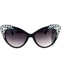 Cat Eye Womens Rhinestone Sparkling Bling Cat Eye Fashion Sunglasses - Black - C312N82GR5X $8.09