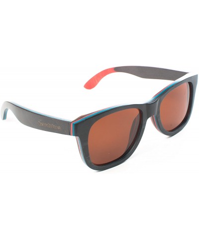 Wayfarer Wooden Sunglasses Skateboard Design - Shades That Float - Black - CH17Z74TE5D $100.44
