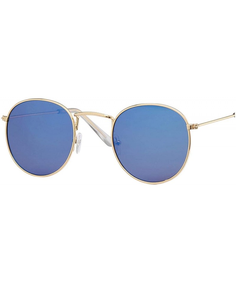 Shield New Brand Designer Vintage Oval Sunglasses Women Retro Clear Lens Eyewear Round Sun Glasses - Gold Blue - C6198A4D3GM ...