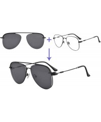 Goggle Anti Blue Light Hyperopia Glasses with Polarized Clip-on Sunglasses-LH3039 - C1 Black - CW18U9Q5Z0N $27.48