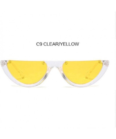 Aviator Half Frame Cat Eye Sunglasses Men Women Clear Colors Sun Clear Yellow Other - Clear Yellow - CO18YZW0LRS $17.61