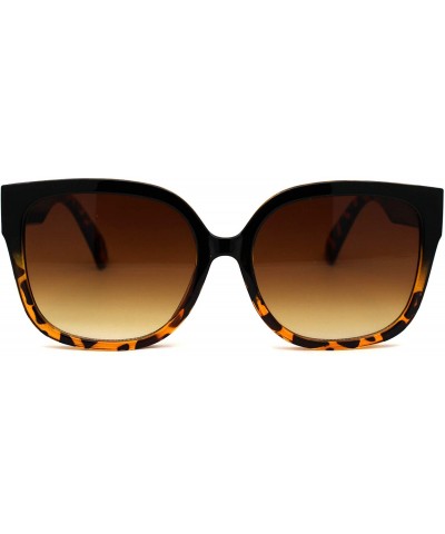Rectangular Womens Mod 90s Rounded Horn Rim Oversize Sunglasses - Black Tortoise Brown - CM196WKZS8W $20.56