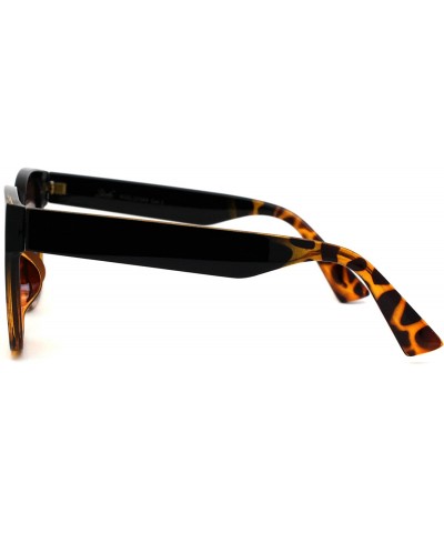 Rectangular Womens Mod 90s Rounded Horn Rim Oversize Sunglasses - Black Tortoise Brown - CM196WKZS8W $8.01