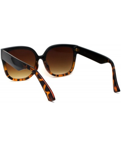 Rectangular Womens Mod 90s Rounded Horn Rim Oversize Sunglasses - Black Tortoise Brown - CM196WKZS8W $8.01