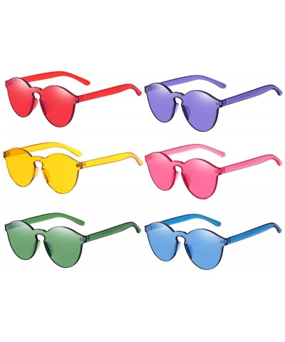 Round One Piece Rimless Sunglasses Transparent Candy Color Tinted Eyewear - - CN18RIE2TIX $16.00