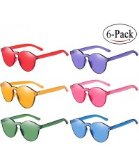 Round One Piece Rimless Sunglasses Transparent Candy Color Tinted Eyewear - - CN18RIE2TIX $16.00