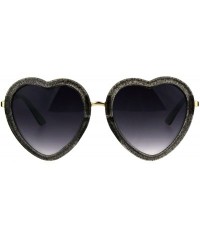Oversized Glittery Heart Shape Sunglasses Sparkly Love Fashion Womens Shades UV 400 - Gray - C1189CS9OTM $11.50