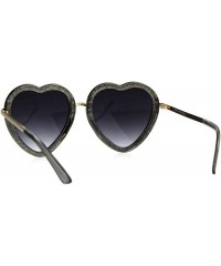 Oversized Glittery Heart Shape Sunglasses Sparkly Love Fashion Womens Shades UV 400 - Gray - C1189CS9OTM $11.50