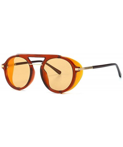 Round Fashion Round frame Lady Brand Designer punk style glasses Vintage men Anti-wind sunglasses UV400 - Orange - CT18SCL239...