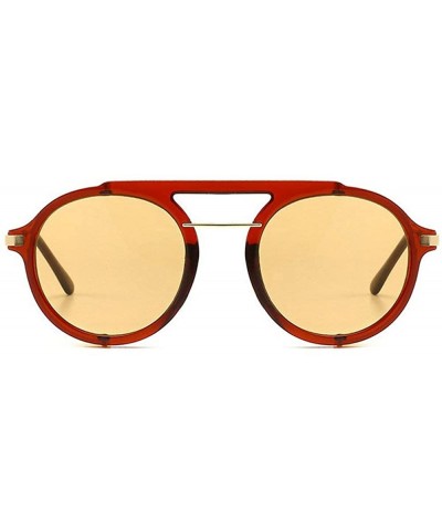 Round Fashion Round frame Lady Brand Designer punk style glasses Vintage men Anti-wind sunglasses UV400 - Orange - CT18SCL239...