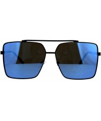Rectangular Retro Oversize Rectangular Pilots Metal Rim Luxury Fashion Sunglasses - Black Blue - CM187LC25E5 $23.44