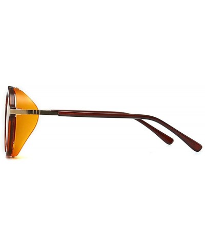 Round Fashion Round frame Lady Brand Designer punk style glasses Vintage men Anti-wind sunglasses UV400 - Orange - CT18SCL239...