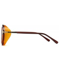 Round Fashion Round frame Lady Brand Designer punk style glasses Vintage men Anti-wind sunglasses UV400 - Orange - CT18SCL239...