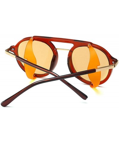 Round Fashion Round frame Lady Brand Designer punk style glasses Vintage men Anti-wind sunglasses UV400 - Orange - CT18SCL239...