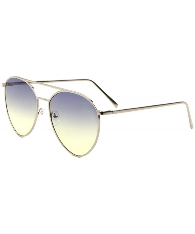 Aviator Oceanic Color Rounded Triangular Aviator Sunglasses - Blue Yellow - C7190IYKN7N $26.28