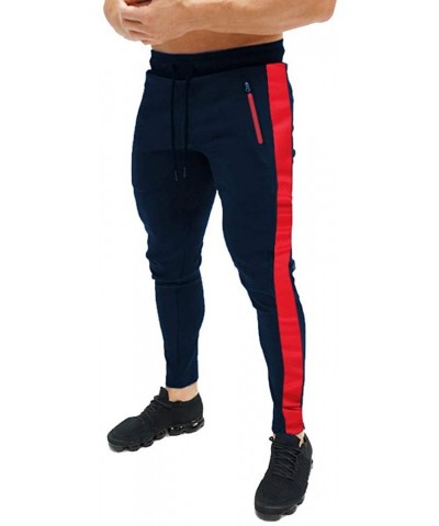 Sport Pants for Men Splicing Printed Overalls Casual Pocket Sport Work Casual Trouser Pants - Navy - CY18SMAOWRL $18.80