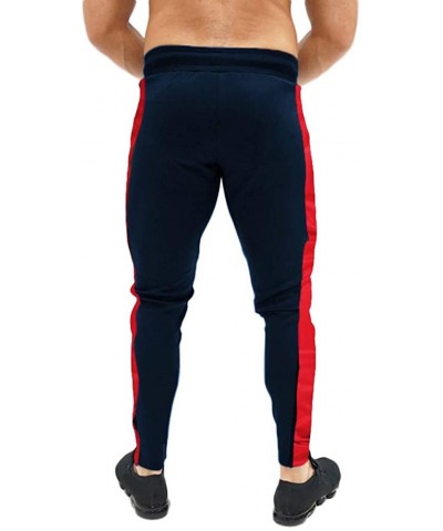 Sport Pants for Men Splicing Printed Overalls Casual Pocket Sport Work Casual Trouser Pants - Navy - CY18SMAOWRL $18.80