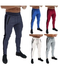 Sport Pants for Men Splicing Printed Overalls Casual Pocket Sport Work Casual Trouser Pants - Navy - CY18SMAOWRL $18.80