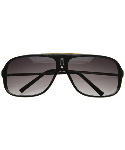 Sport Retro Sports Designer Inspired 80's Style Aviator Sunglasses w/Metal Detail - CN117RRPYST $20.49
