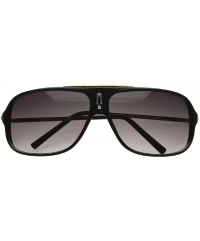 Sport Retro Sports Designer Inspired 80's Style Aviator Sunglasses w/Metal Detail - CN117RRPYST $19.68