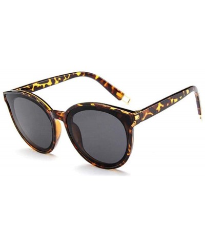 Aviator Luxury Vintage Round Sunglasses Women Brand Designer 2019 Cat Eye Leopard - Mercuryblue - CS18Y3ONDIX $12.15