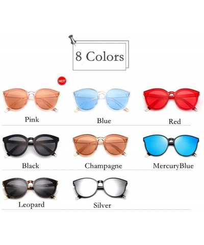 Aviator Luxury Vintage Round Sunglasses Women Brand Designer 2019 Cat Eye Leopard - Mercuryblue - CS18Y3ONDIX $12.15