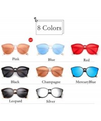 Aviator Luxury Vintage Round Sunglasses Women Brand Designer 2019 Cat Eye Leopard - Mercuryblue - CS18Y3ONDIX $12.15