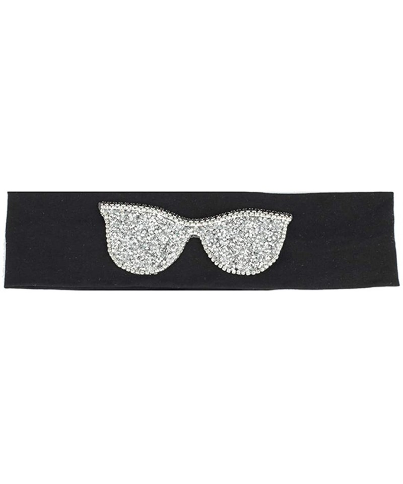 Wrap Plain Stretch Headb s Sunglasses Elastic Headb Rhinestones Hair B - Silver Black - CM18T74MKN2 $61.69