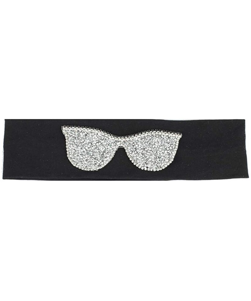 Wrap Plain Stretch Headb s Sunglasses Elastic Headb Rhinestones Hair B - Silver Black - CM18T74MKN2 $30.01