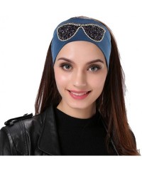Wrap Plain Stretch Headb s Sunglasses Elastic Headb Rhinestones Hair B - Silver Black - CM18T74MKN2 $61.69
