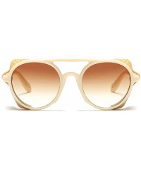 Goggle Side Shield Vintage Retro Steampunk Sunglasses Classic Round Circular Glasses - Cream - C9193QMY6U2 $16.28