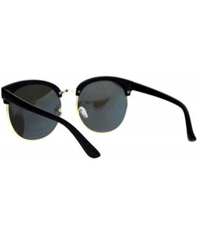 Oversized Super Oversized Fashion Sunglasses Womens Round Accent Top Shades - Matte Black (Silver Mirror) - CA187C6S6ZQ $9.22