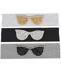 Wrap Plain Stretch Headb s Sunglasses Elastic Headb Rhinestones Hair B - Silver Black - CM18T74MKN2 $61.69